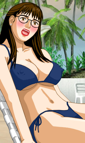 Susan's nipples poking through her bikini top