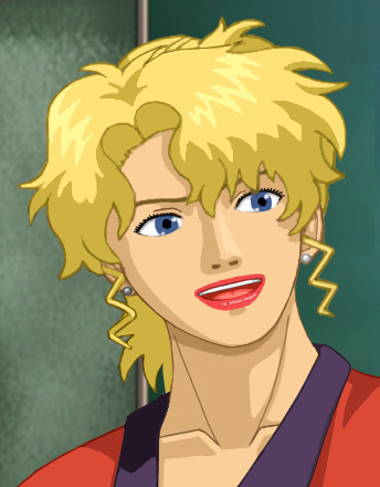 The real Gloria Rhymer, dressed, looking at Alan