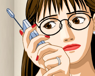 Susan on the phone, getting an unexpected call