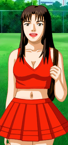 M: Kim in her cheerleader outfit