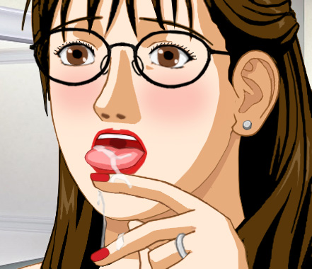 Susan savoring the cum on her extended tongue