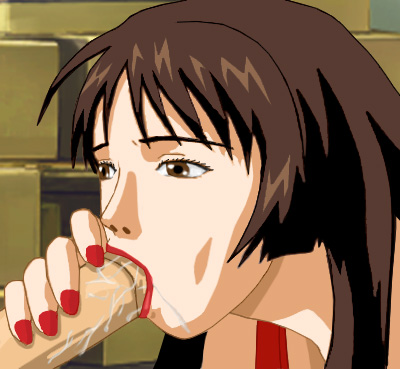 B: Kim with the tip of Alan's cock barely in her mouth