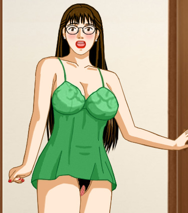 A shocked Susan in a négligée, standing in the doorway to Alan's bedroom