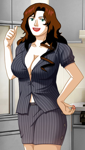 Susan standing in a purple négligée