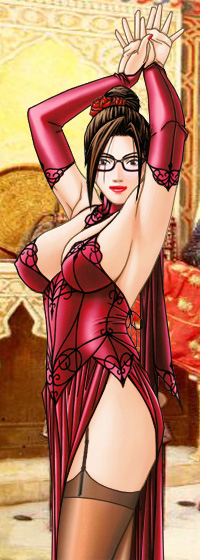 Xania as Katherine imagines her as a sexy librarian