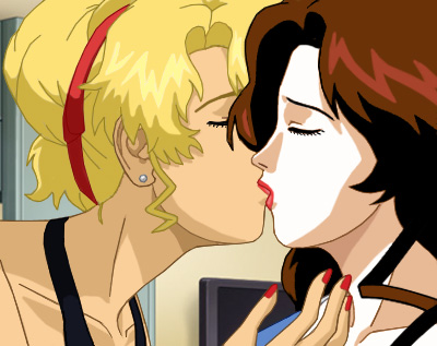 Glory giving Suzanne a scorching kiss