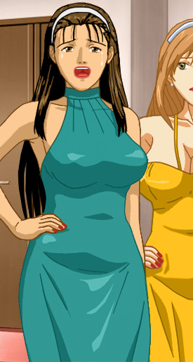 Katherine in a gorgeous, form-hugging, sleeveless green gown and Amy in a strapless golden one