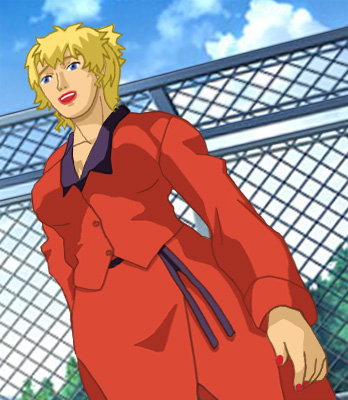 Glory standing by the school's chain-link fence