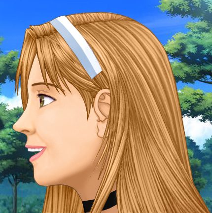 Closeup of Amy with a big smile of her face