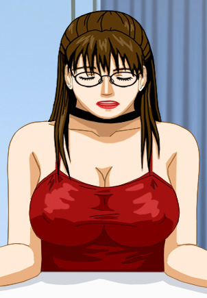 Susan, head bowed to lead a prayer before dinner